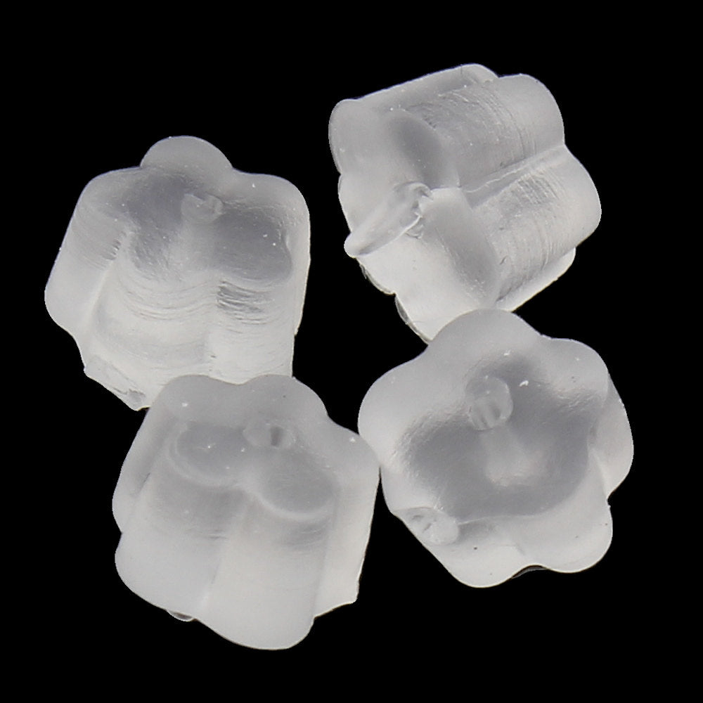 200 Stoppeurs fleurs pour crochets ou tiges de boucle d'oreille en silicone