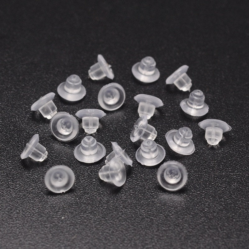 200 Stoppeurs pour crochets ou tiges de boucle d'oreille en plastique