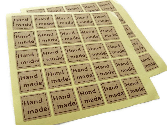 32 Petits Autocollants Carrés Handmade