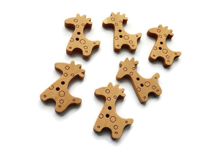 Boutons de bois en forme de girafe - Ensemble de 6