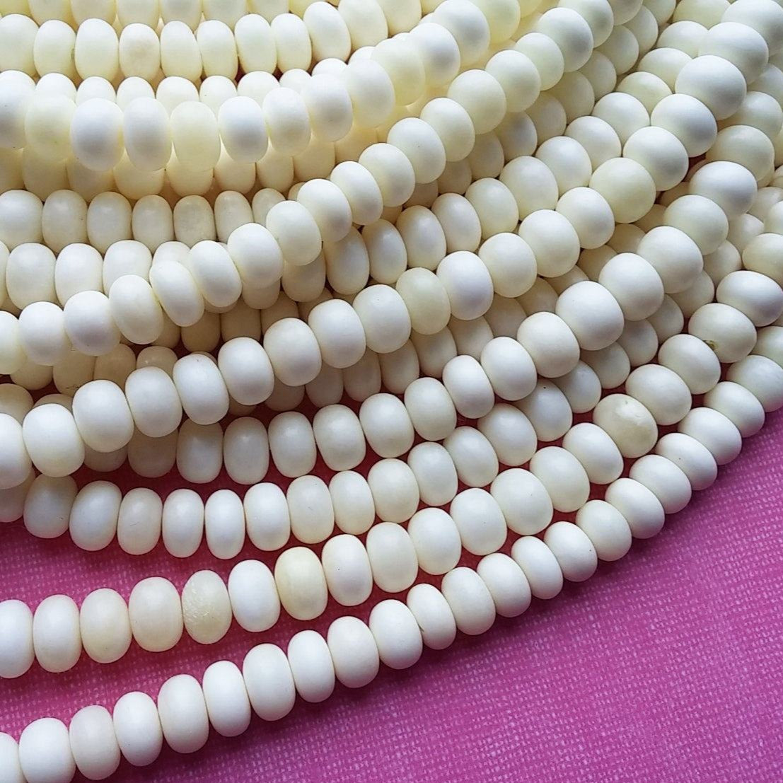 White bone beads, 15 bone rondelle beads 10mm, eco friendly and natural bone beads