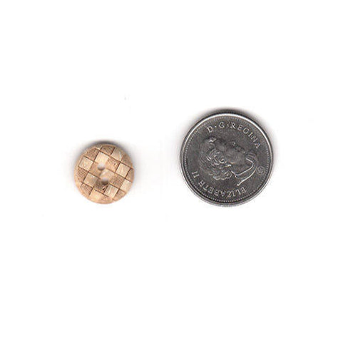 6 Coconut Checkered Carved Buttons 15mm