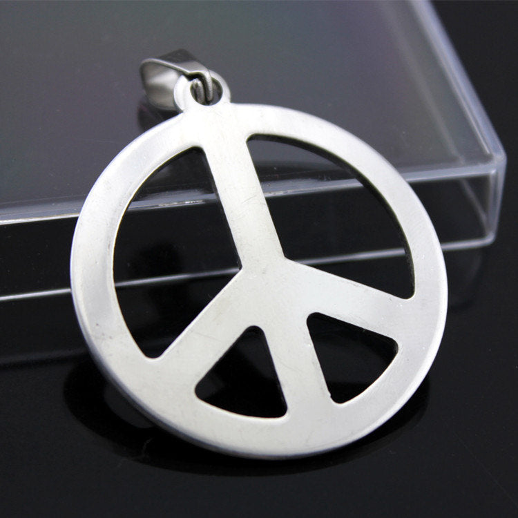 Pendentif logo peace and love en acier inoxydable hypoallergénique