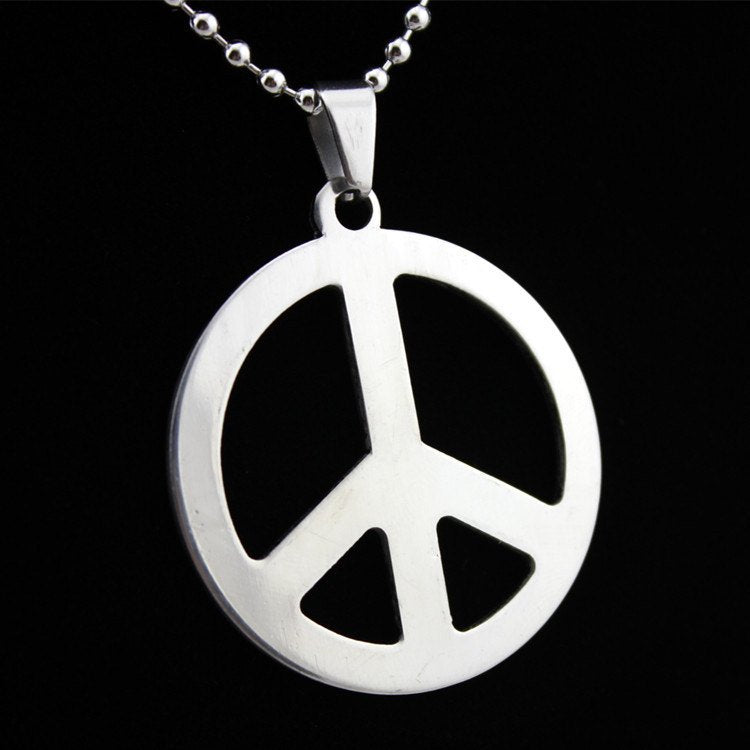 Pendentif logo peace and love en acier inoxydable hypoallergénique