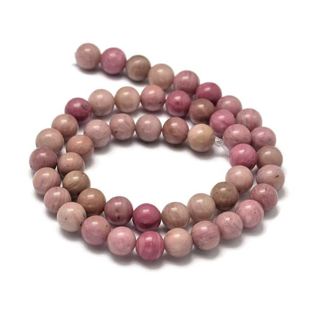 Pierres Naturelles Wood Lace Rose Rondes 6, 8 ou 10mm