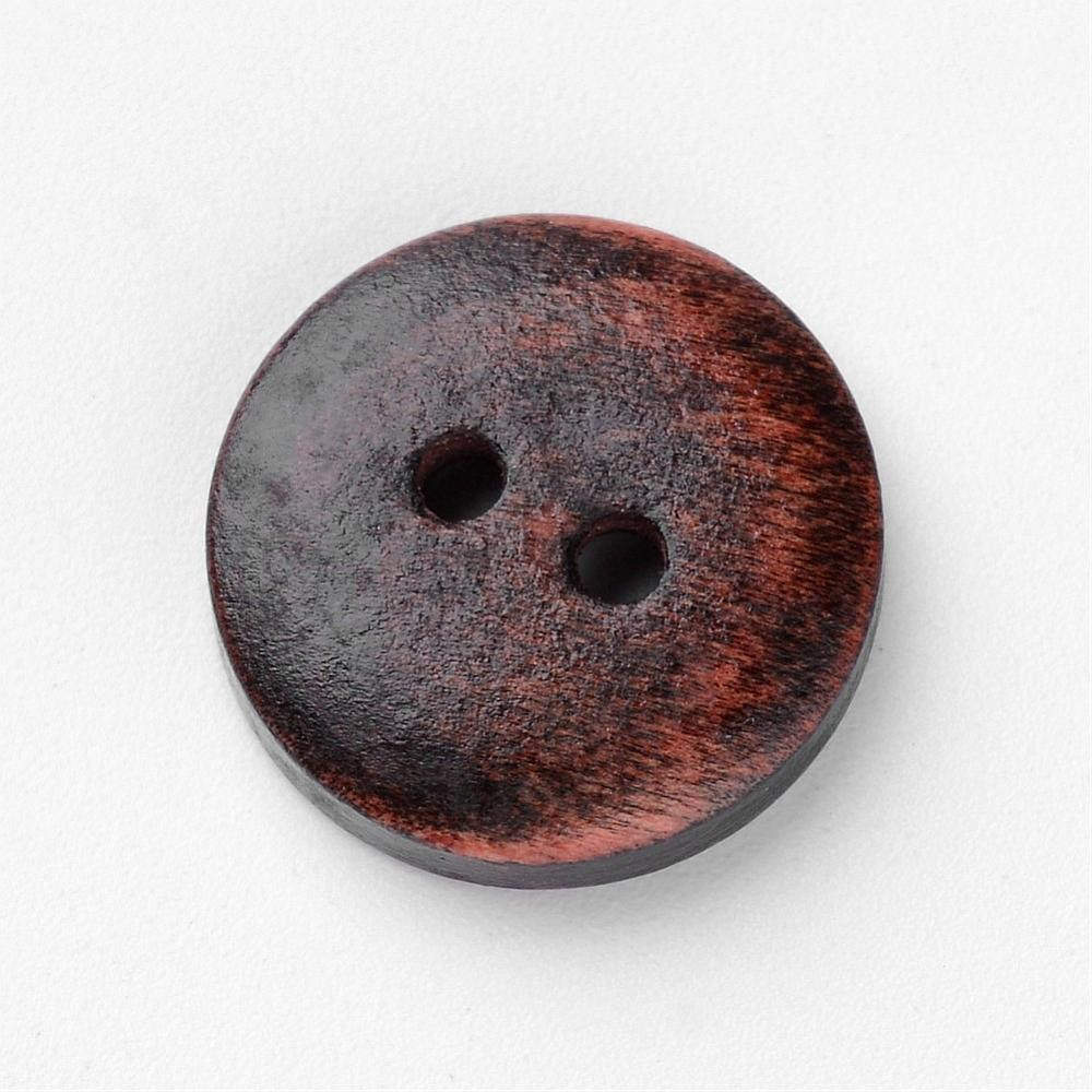 Brown Button 15mm - set of 6 wood buttons