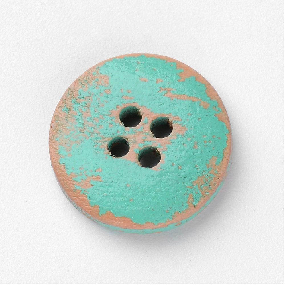 Bouton de bois aqua de 1.5cm - ensemble de 6 boutons