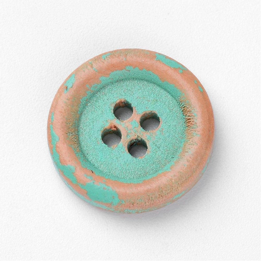 Bouton de bois aqua de 1.5cm - ensemble de 6 boutons