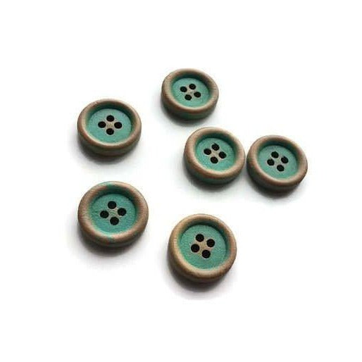Bouton de bois aqua de 1.5cm - ensemble de 6 boutons