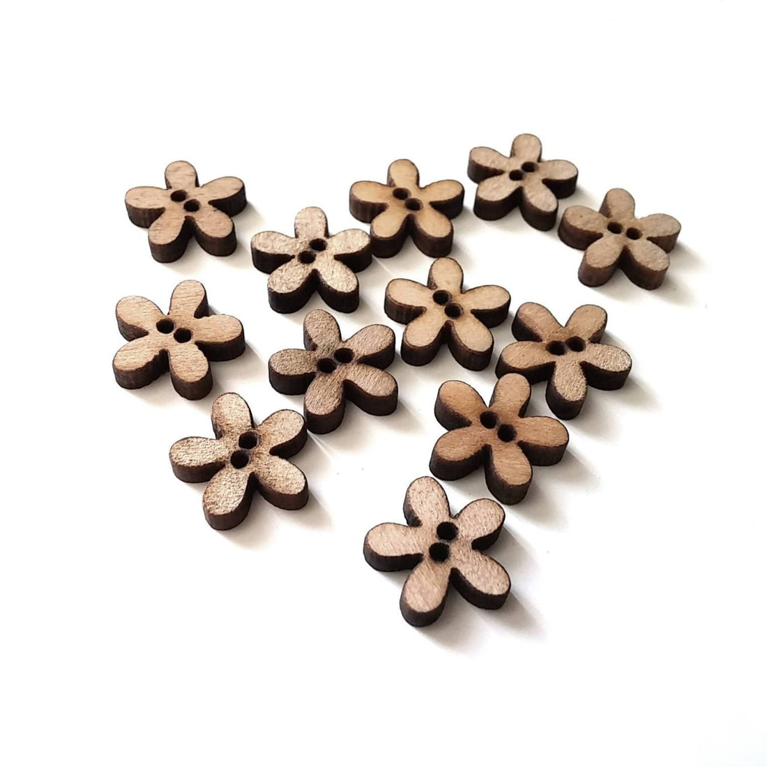 Petits boutons de bois en forme de fleur - Ensemble de 12