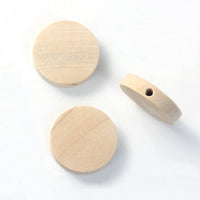 6 Flat wooden beads 15mm, 20mm or 25mm