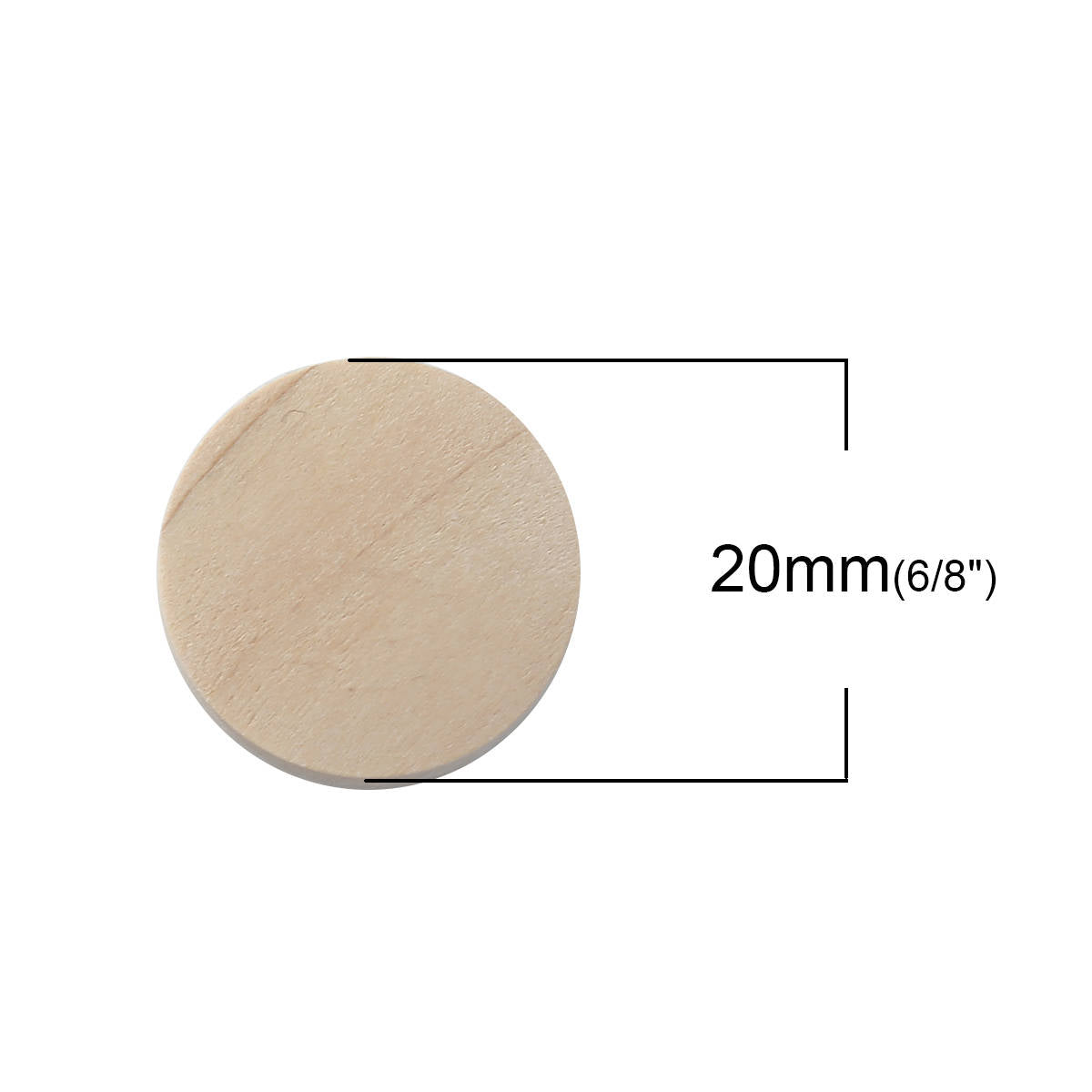 6 Flat wooden beads 15mm, 20mm or 25mm