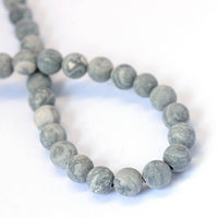 Frosted Natural Picasso Round Beads Strands 4, 6 or 8mm - Grey