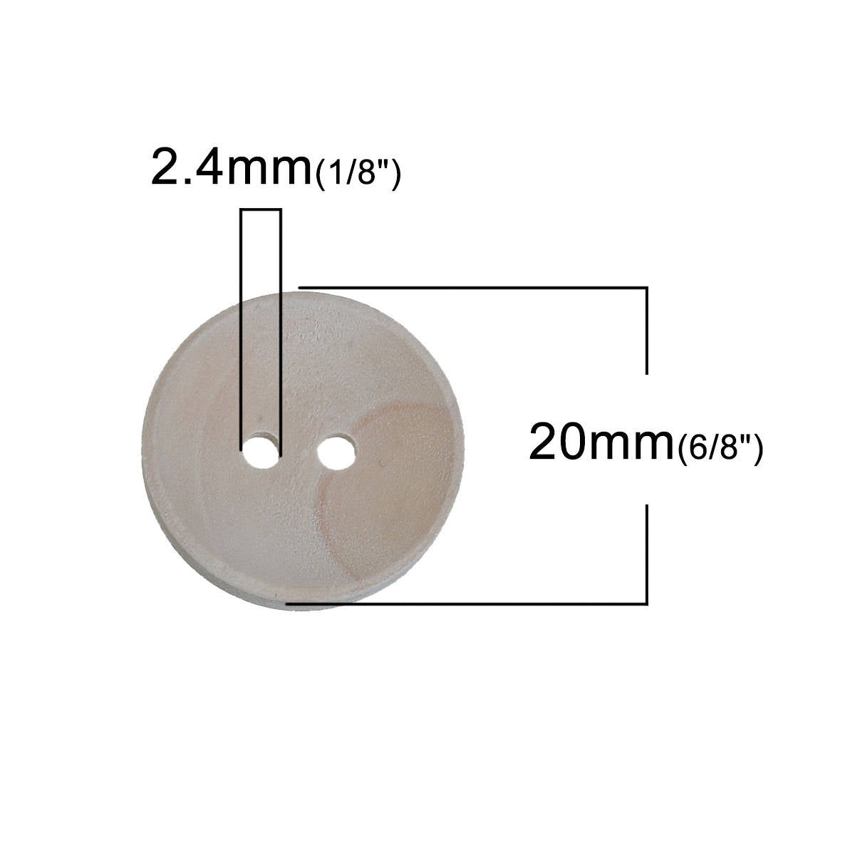 Bouton de bois brut de 20, 30, 35 ou 40mm - ensemble de 2 boutons en bois naturel