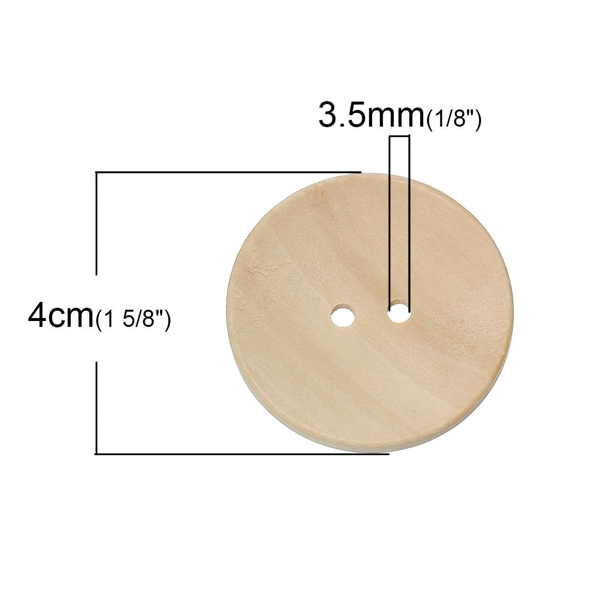 Bouton de bois brut de 20, 30, 35 ou 40mm - ensemble de 2 boutons en bois naturel