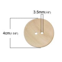 Bouton de bois brut de 20, 30, 35 ou 40mm - ensemble de 2 boutons en bois naturel