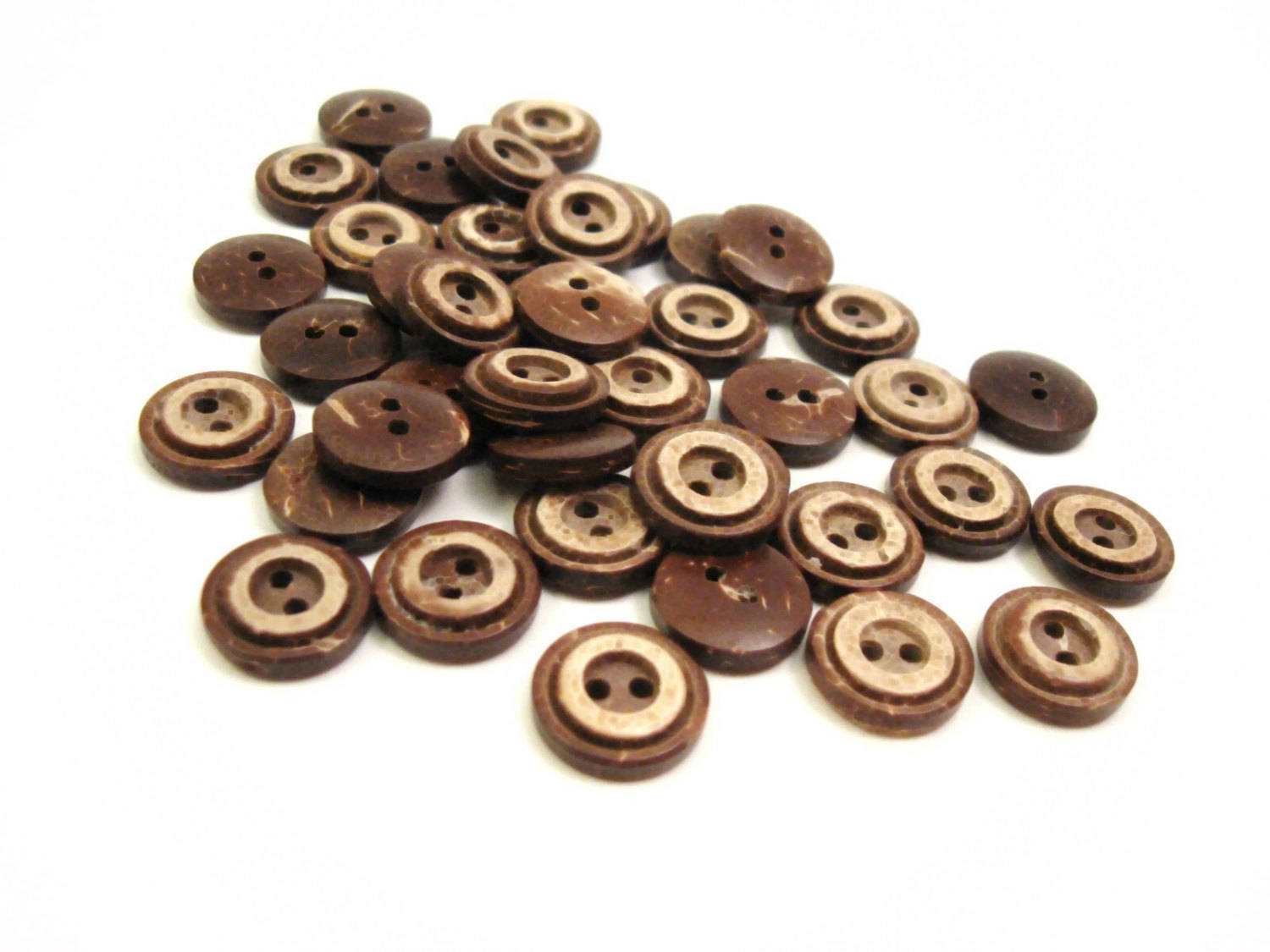 10 Brown Coconut Shell Buttons 13 or 15mm - Rustic Circle