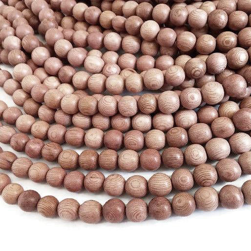 Perles rondes en bois de rose naturel 4, 5, 6, 8 ou 10mm