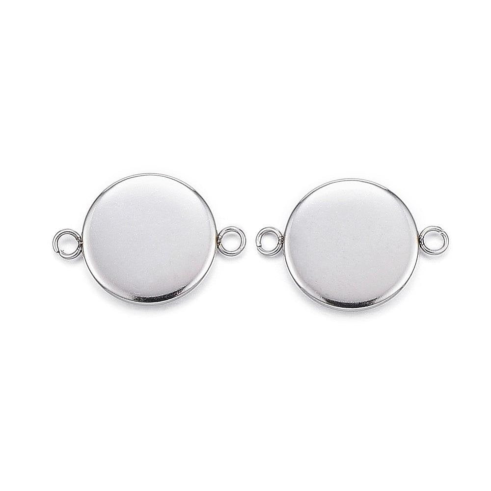 Base ronde pour cabochon en acier inoxydable 8, 10, 12 ou 14mm avec anneau pour pendentif