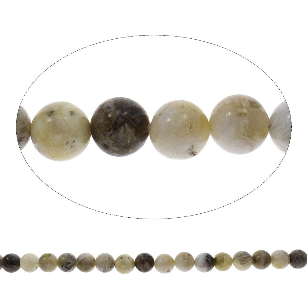 Natural Bamboo Agate Stone Beads Strands 6 or 8mm Round