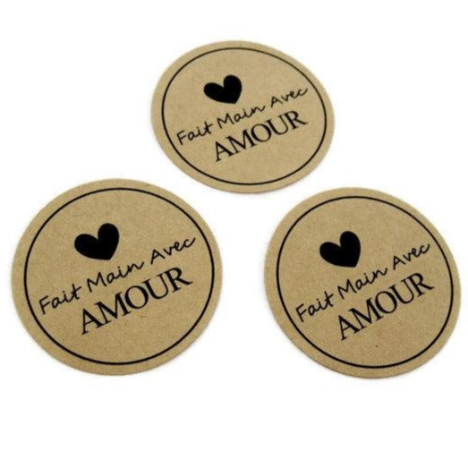 24 Autocollants Fait Main Avec Amour