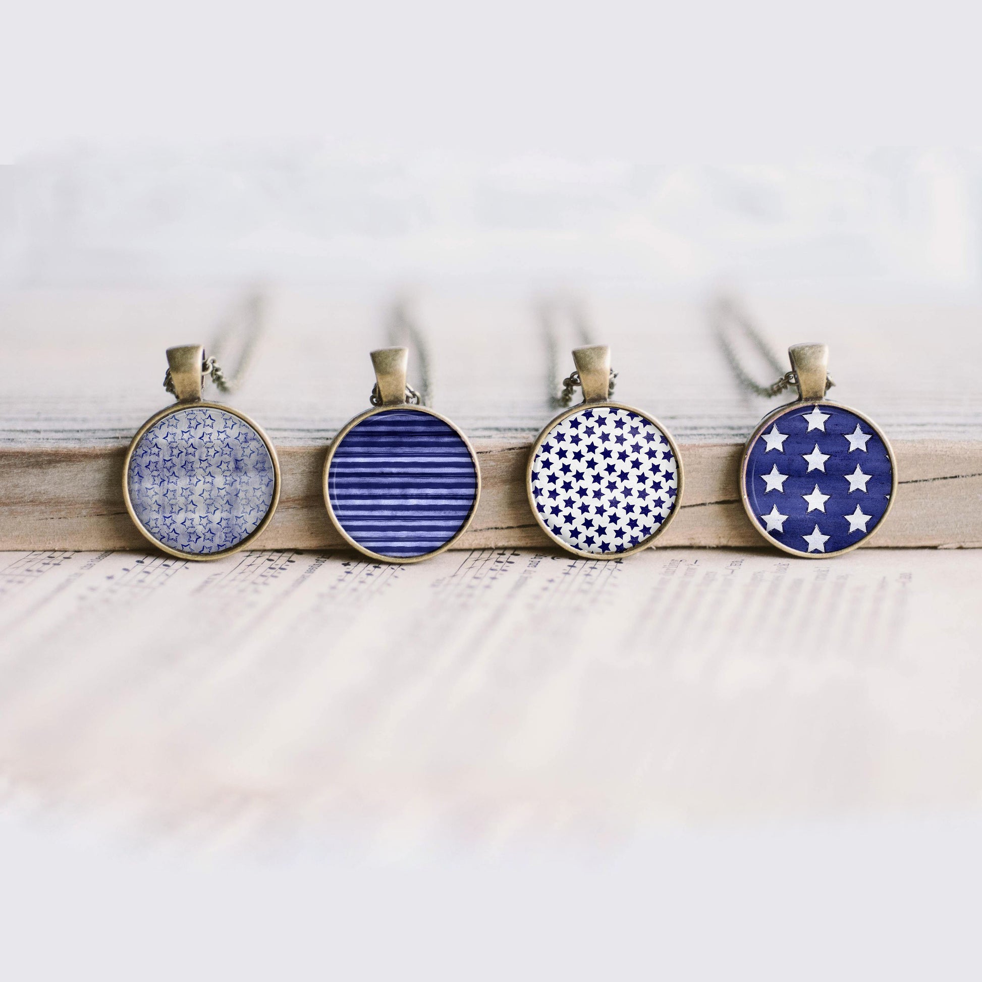 Cabochons à imprimer - Étoiles Bleues - Images digitales cercles à imprimer en 5 grandeurs