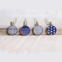 Cabochons à imprimer - Étoiles Bleues - Images digitales cercles à imprimer en 5 grandeurs
