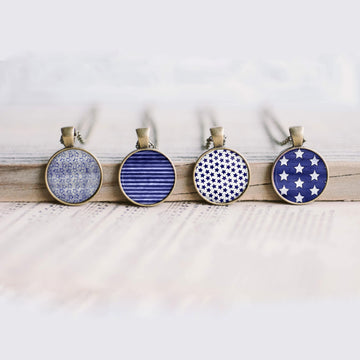 Cabochons à imprimer - Étoiles Bleues - Images digitales cercles à imprimer en 5 grandeurs