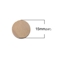 6 Flat wooden beads 15mm, 20mm or 25mm