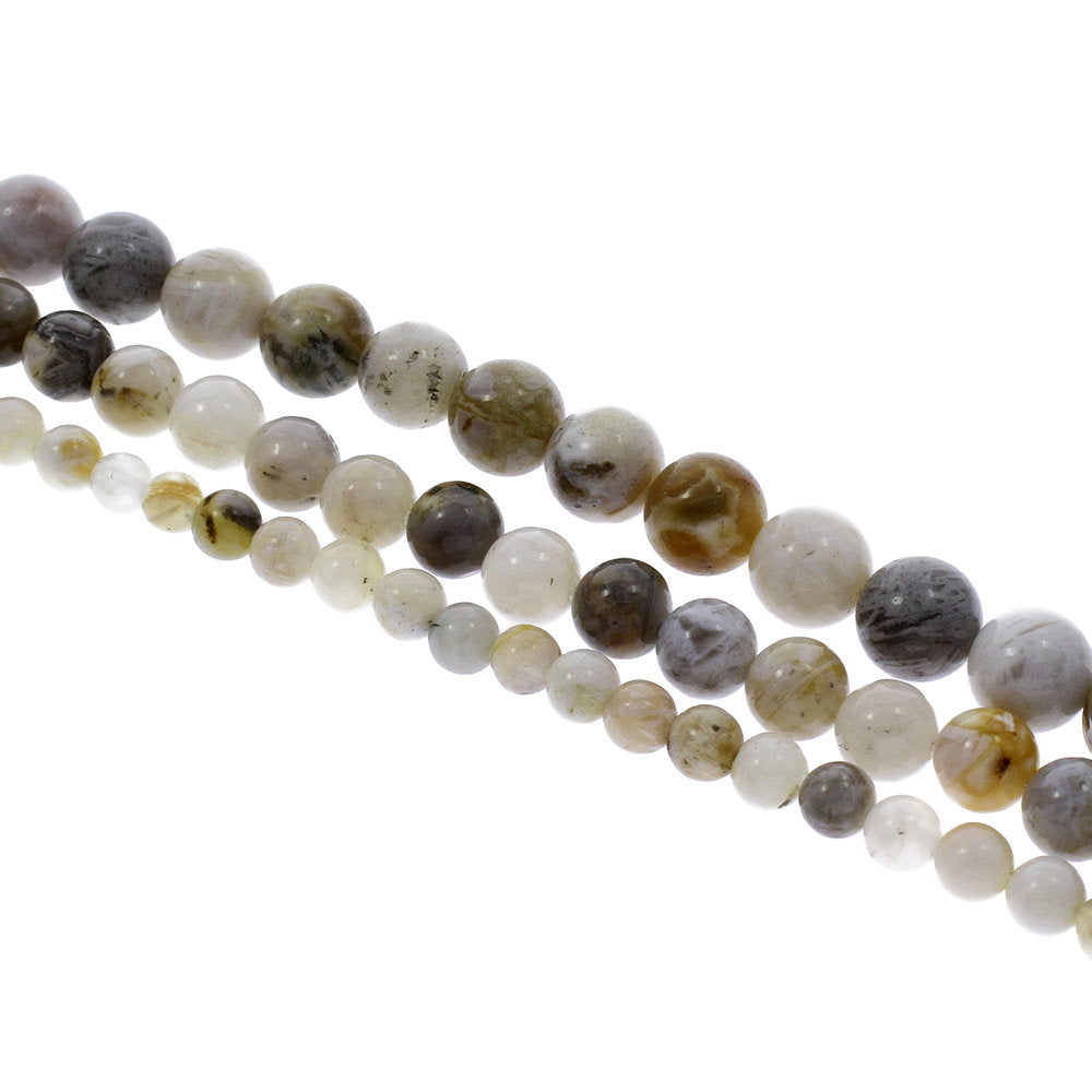 Natural Bamboo Agate Stone Beads Strands 6 or 8mm Round