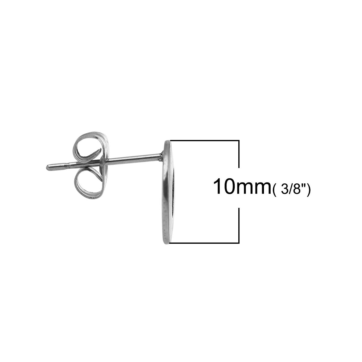 10 Stainless steel earring post 10mm ring - Rose gold, gold, silver, black