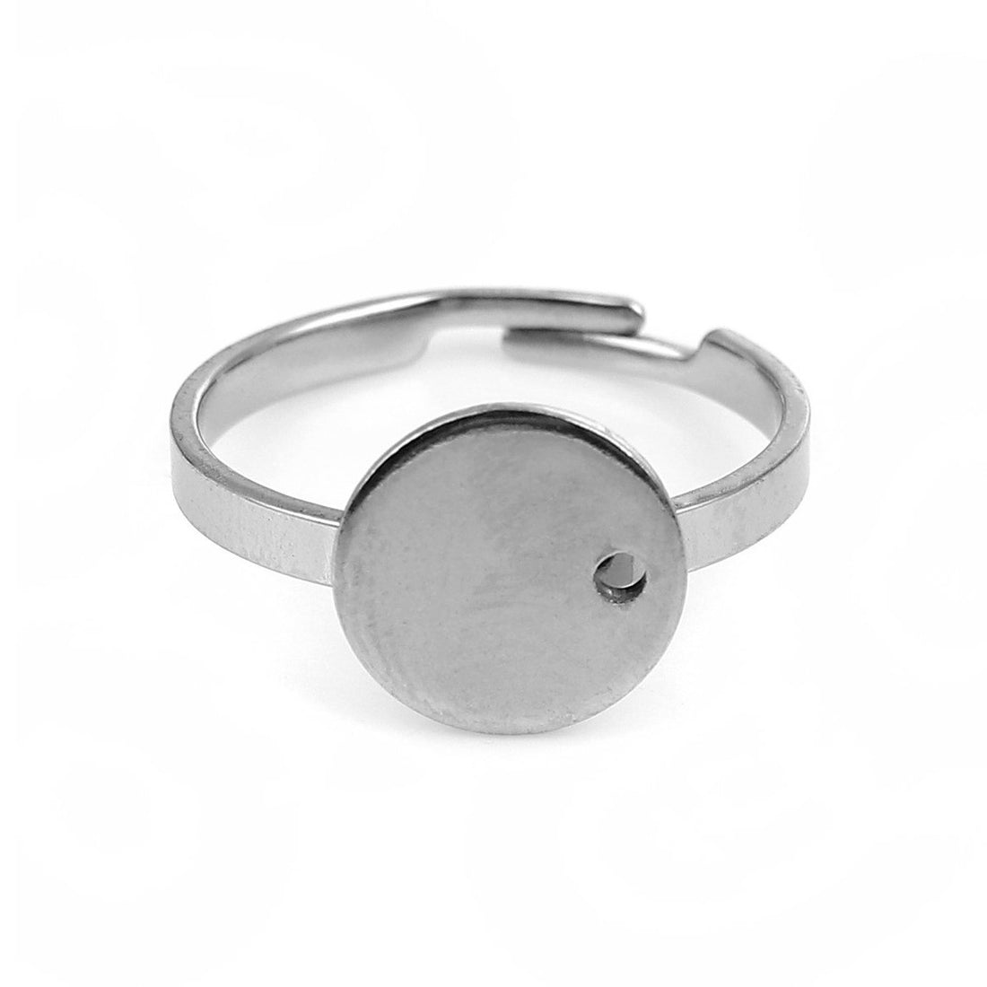 Bague ajustable avec support 10mm en acier inoxydable hypoallergénique
