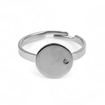Bague ajustable avec support 10mm en acier inoxydable hypoallergénique