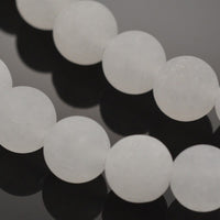 Perles de Jade Naturel, Blanches, Givrées, Rondes, 6 ou 8mm