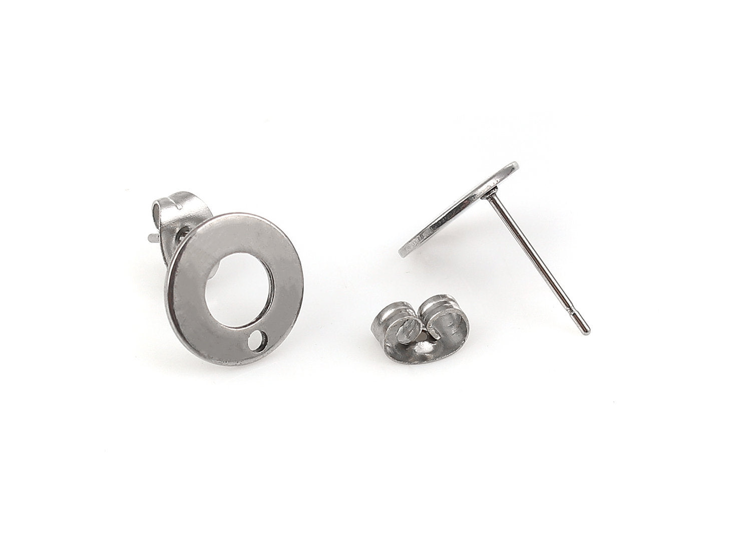 10 Stainless steel earring post 10mm ring - Rose gold, gold, silver, black