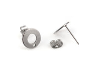 10 Stainless steel earring post 10mm ring - Rose gold, gold, silver, black