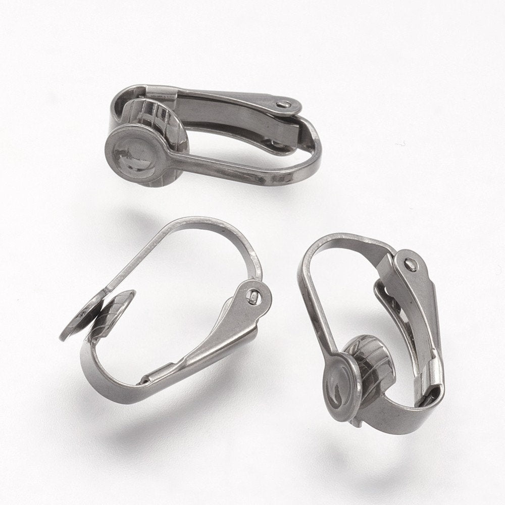 2pcs (1 pair) Stainless Steel Clip On Earring Findings with Pad