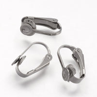 2pcs (1 pair) Stainless Steel Clip On Earring Findings with Pad