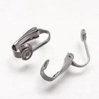 2pcs (1 pair) Stainless Steel Clip On Earring Findings with Pad
