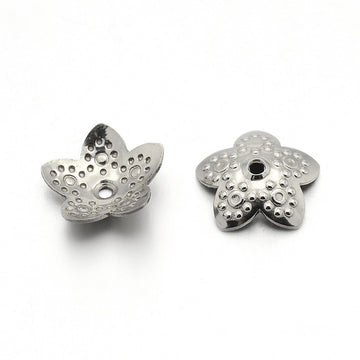 10 Flower bead caps hypoallergenic stainless steel 10mm beadcaps