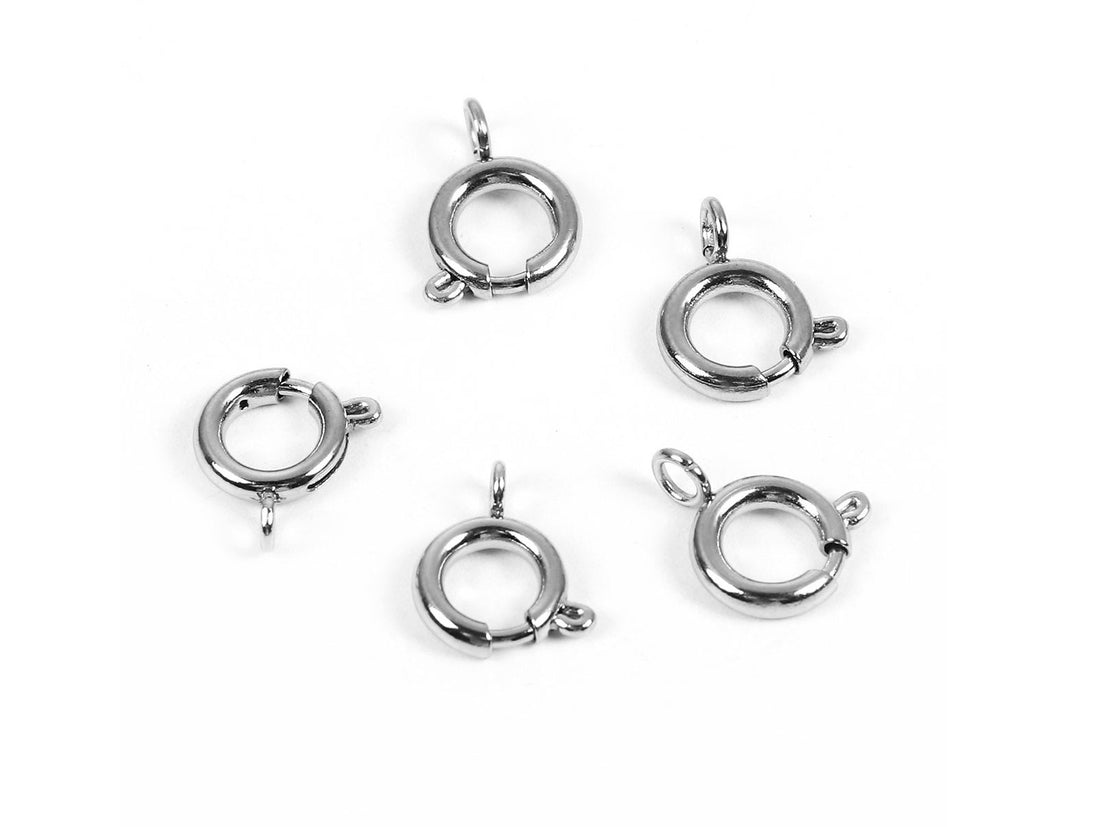 5 fermoirs argent en acier inoxydable hypoallergénique 8x5mm ou 11x9mm