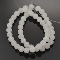 Perles de Jade Naturel, Blanches, Givrées, Rondes, 6 ou 8mm
