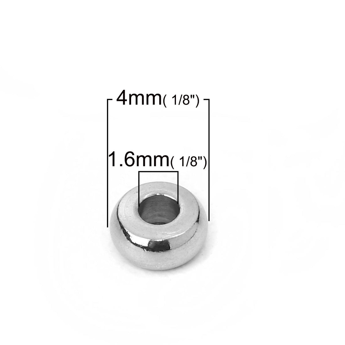 10 Perles intercalaires en acier inoxydable 4, 5, 6, 7 ou 8mm