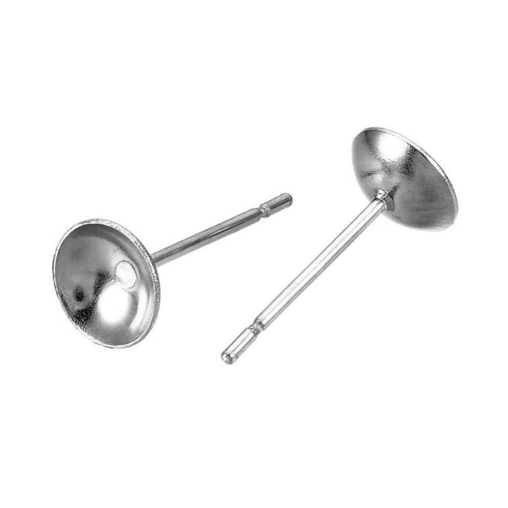 Tiges pour boucle d'oreille en acier inoxydable hypoallergénique - demi-rond de 4, 5 ou 6mm