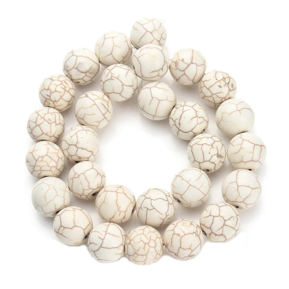 Pierres Naturelles Turquoise blanches rondes 4, 6, 8 ou 10mm