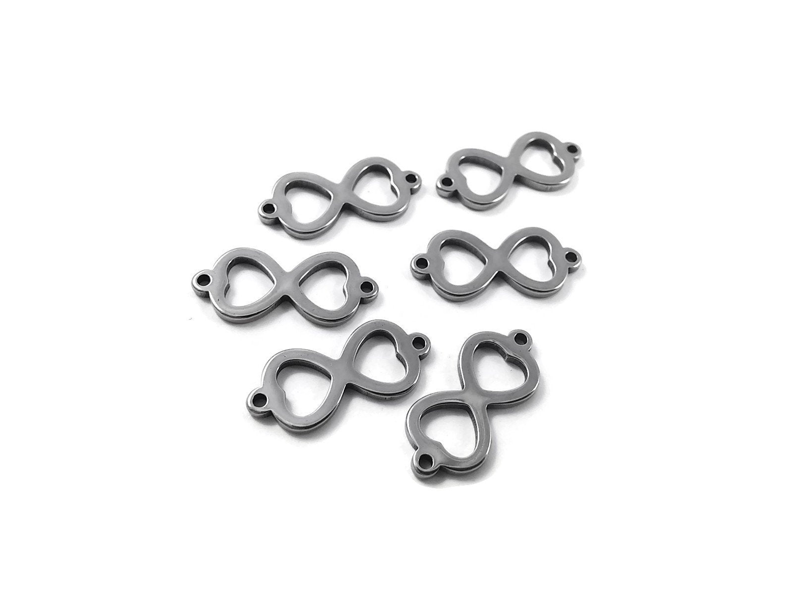 6 Stainless steel infinity connectors 20 x 9mm