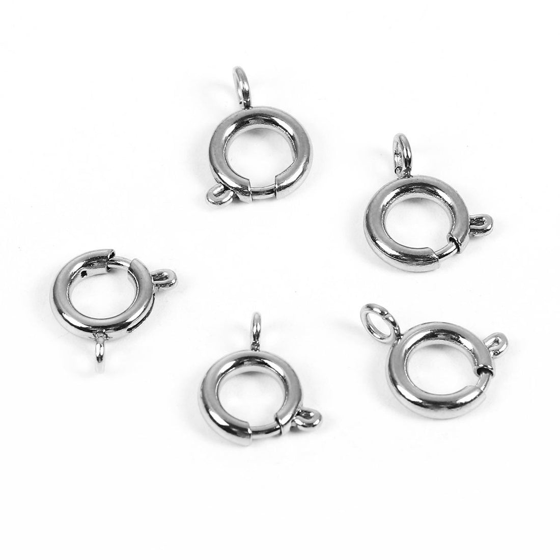 5 fermoirs argent en acier inoxydable hypoallergénique 8x5mm ou 11x9mm