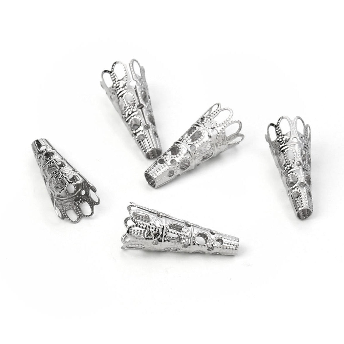 10 stainless steel cone bead caps 22mm
