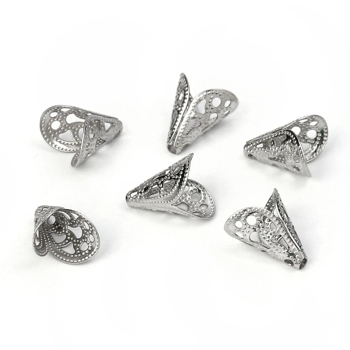 10 surgical steel cone bead caps 12mm