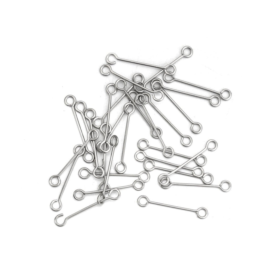50 Tiges à double œillets en acier inoxydable - 19, 21 ou 30mm - hypoallergénique